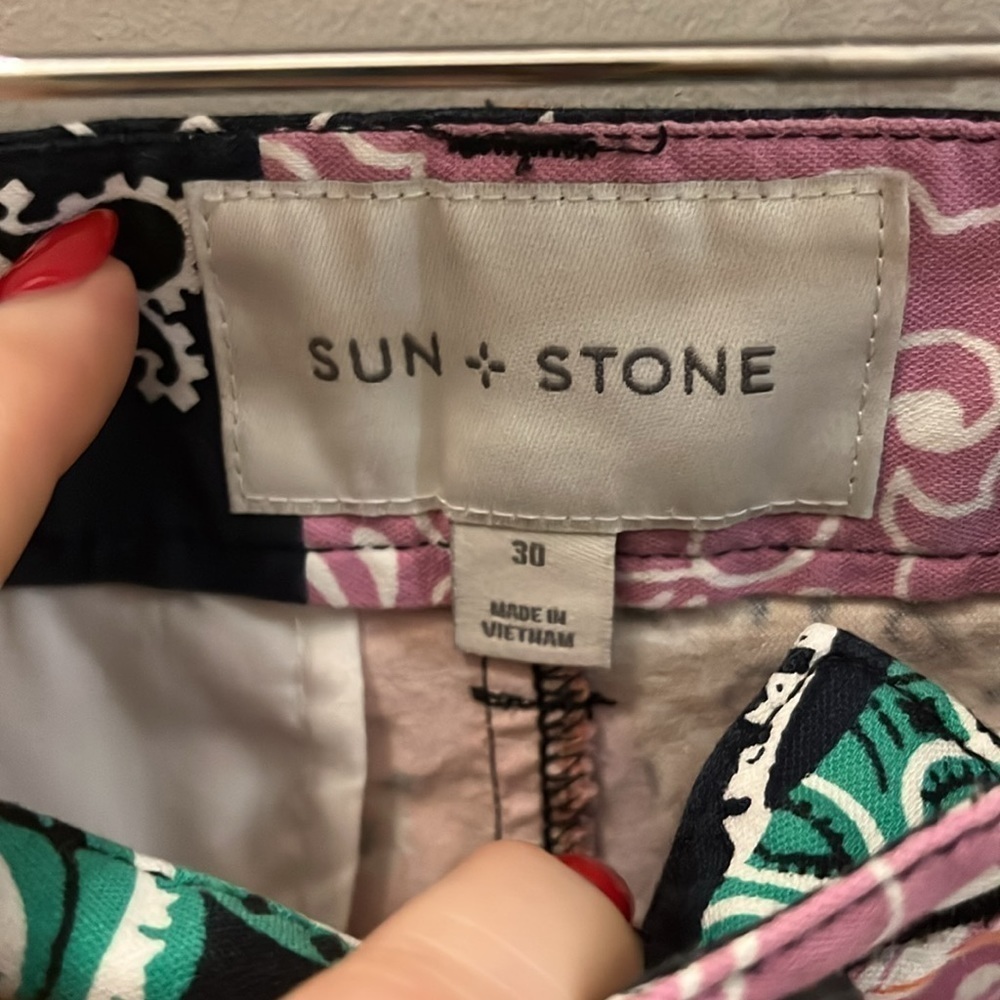 Sun + Stone Patchwork Pants Multicolor Boho Funky Size 30 - Picture 5 of 10